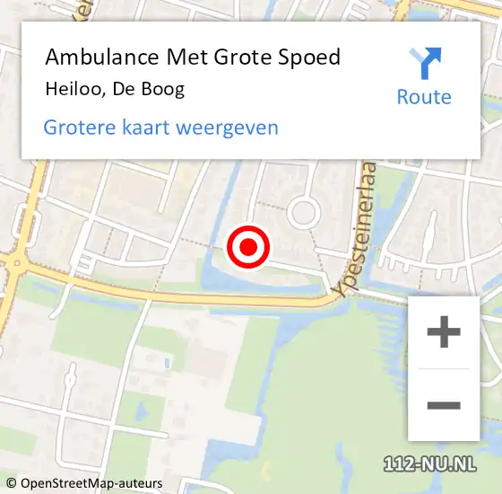 Locatie op kaart van de 112 melding: Ambulance Met Grote Spoed Naar Heiloo, De Boog op 17 oktober 2024 16:31