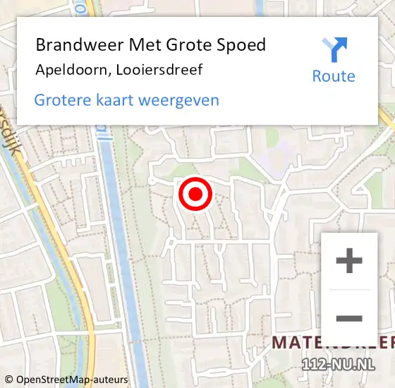 Locatie op kaart van de 112 melding: Brandweer Met Grote Spoed Naar Apeldoorn, Looiersdreef op 17 oktober 2024 16:38