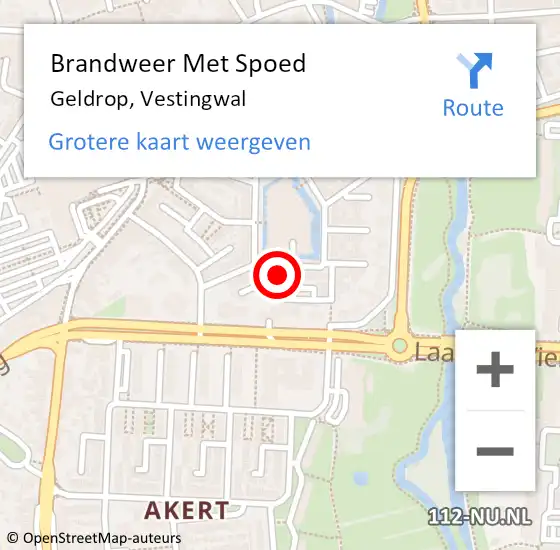 Locatie op kaart van de 112 melding: Brandweer Met Spoed Naar Geldrop, Vestingwal op 17 oktober 2024 16:40