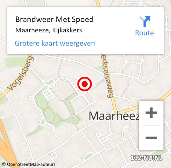 Locatie op kaart van de 112 melding: Brandweer Met Spoed Naar Maarheeze, Kijkakkers op 17 oktober 2024 16:46