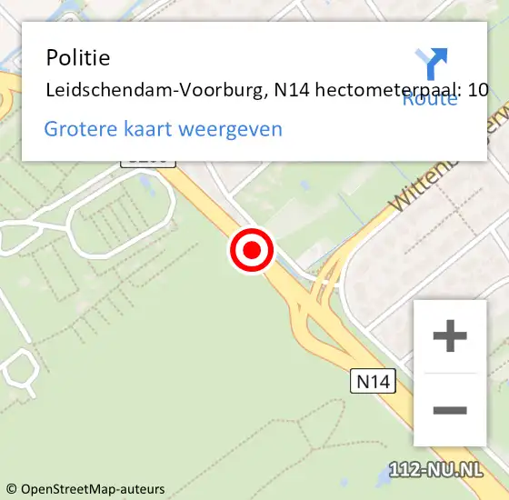 Locatie op kaart van de 112 melding: Politie Leidschendam-Voorburg, N14 hectometerpaal: 10 op 17 oktober 2024 17:04