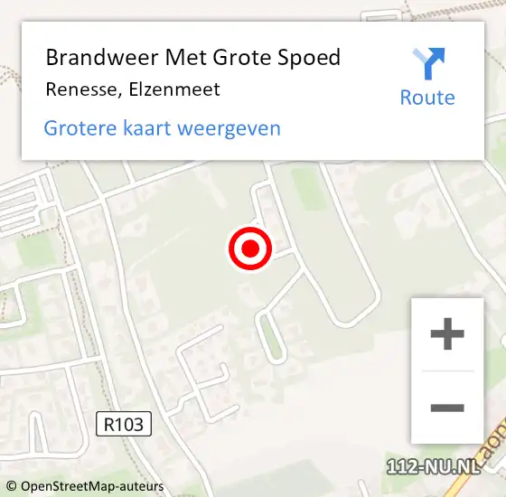 Locatie op kaart van de 112 melding: Brandweer Met Grote Spoed Naar Renesse, Elzenmeet op 17 oktober 2024 17:07