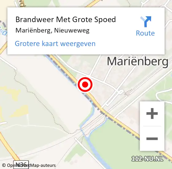 Locatie op kaart van de 112 melding: Brandweer Met Grote Spoed Naar Mariënberg, Nieuweweg op 17 oktober 2024 17:19