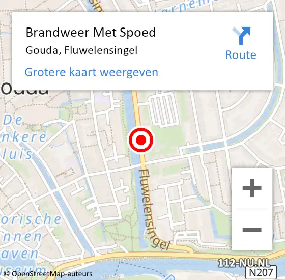 Locatie op kaart van de 112 melding: Brandweer Met Spoed Naar Gouda, Fluwelensingel op 17 oktober 2024 17:22