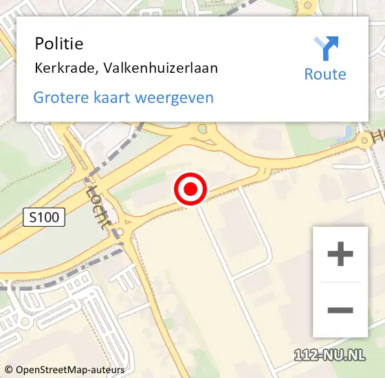 Locatie op kaart van de 112 melding: Politie Kerkrade, Valkenhuizerlaan op 17 oktober 2024 17:37