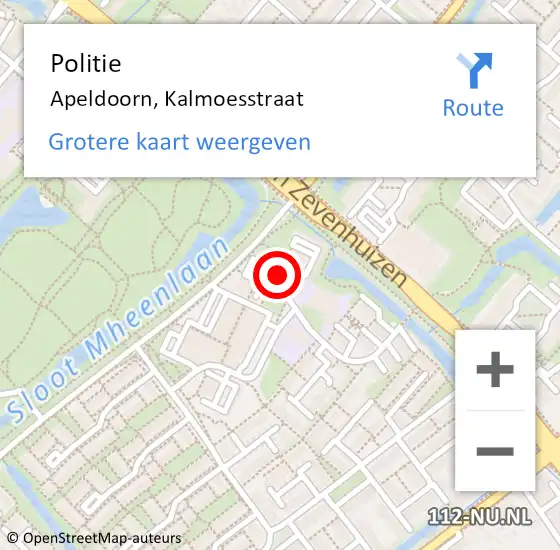 Locatie op kaart van de 112 melding: Politie Apeldoorn, Kalmoesstraat op 17 oktober 2024 18:11