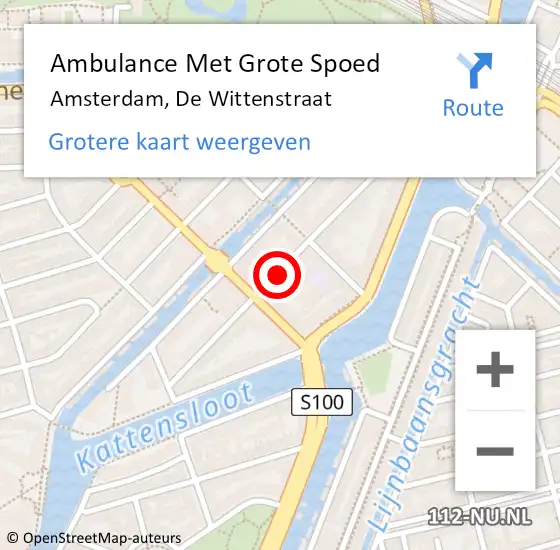 Locatie op kaart van de 112 melding: Ambulance Met Grote Spoed Naar Amsterdam, De Wittenstraat op 17 oktober 2024 18:33