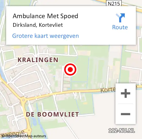 Locatie op kaart van de 112 melding: Ambulance Met Spoed Naar Dirksland, Kortevliet op 17 oktober 2024 18:43