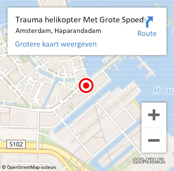 Locatie op kaart van de 112 melding: Trauma helikopter Met Grote Spoed Naar Amsterdam, Haparandadam op 17 oktober 2024 18:48