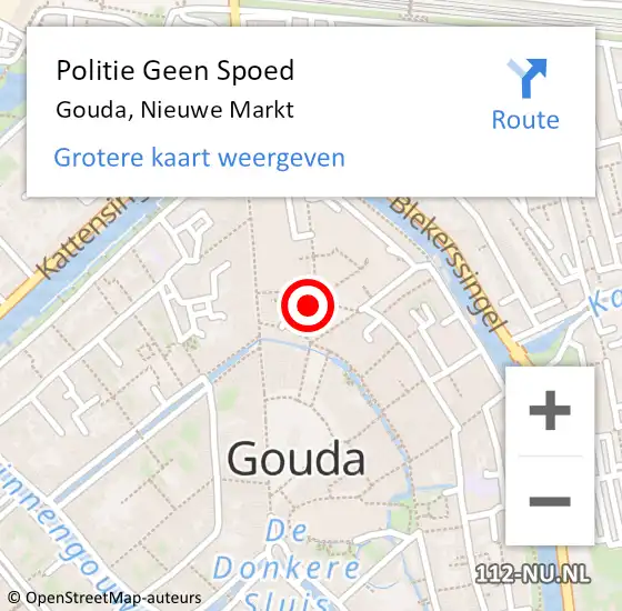 Locatie op kaart van de 112 melding: Politie Geen Spoed Naar Gouda, Nieuwe Markt op 17 oktober 2024 18:52