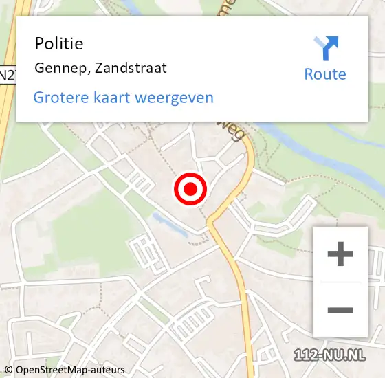 Locatie op kaart van de 112 melding: Politie Gennep, Zandstraat op 17 oktober 2024 19:03