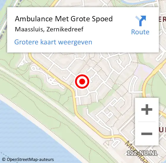 Locatie op kaart van de 112 melding: Ambulance Met Grote Spoed Naar Maassluis, Zernikedreef op 17 oktober 2024 19:13