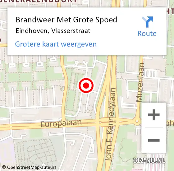 Locatie op kaart van de 112 melding: Brandweer Met Grote Spoed Naar Eindhoven, Vlasserstraat op 17 oktober 2024 19:13