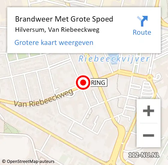 Locatie op kaart van de 112 melding: Brandweer Met Grote Spoed Naar Hilversum, Van Riebeeckweg op 17 oktober 2024 19:15