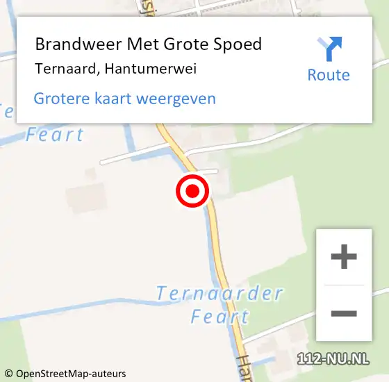 Locatie op kaart van de 112 melding: Brandweer Met Grote Spoed Naar Ternaard, Hantumerwei op 17 oktober 2024 19:24