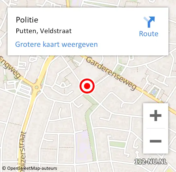 Locatie op kaart van de 112 melding: Politie Putten, Veldstraat op 17 oktober 2024 19:27