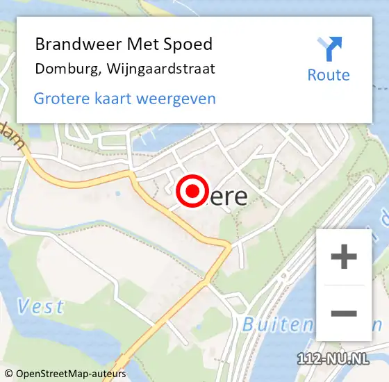 Locatie op kaart van de 112 melding: Brandweer Met Spoed Naar Domburg, Wijngaardstraat op 17 oktober 2024 19:28