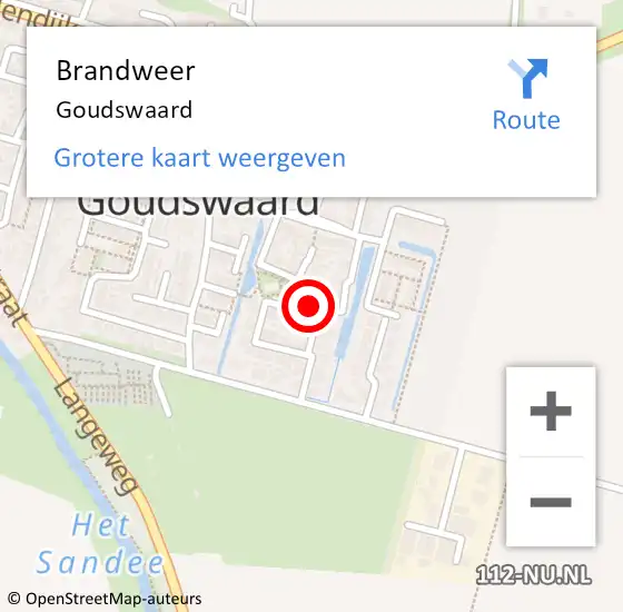 Locatie op kaart van de 112 melding: Brandweer Goudswaard op 17 oktober 2024 19:29