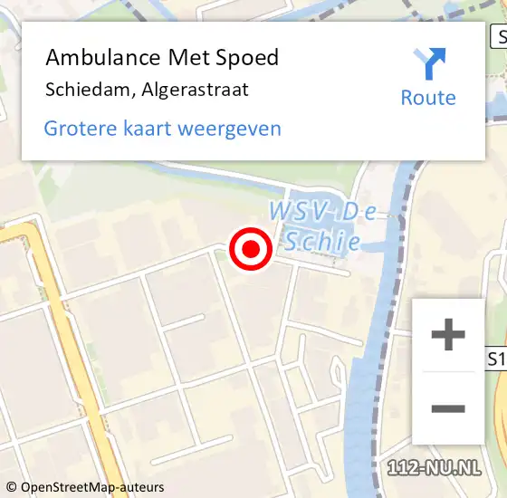 Locatie op kaart van de 112 melding: Ambulance Met Spoed Naar Schiedam, Algerastraat op 17 oktober 2024 19:32