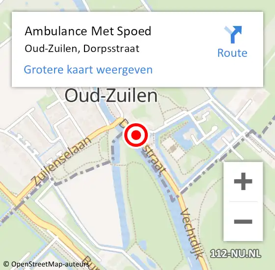 Locatie op kaart van de 112 melding: Ambulance Met Spoed Naar Oud-Zuilen, Dorpsstraat op 23 oktober 2014 19:13