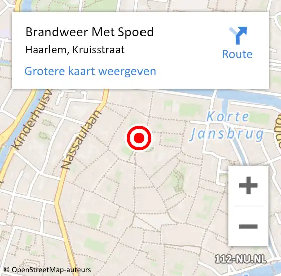 Locatie op kaart van de 112 melding: Brandweer Met Spoed Naar Haarlem, Kruisstraat op 17 oktober 2024 19:42