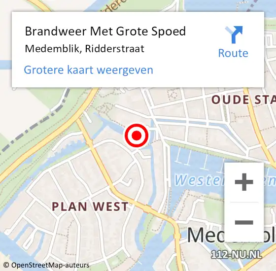 Locatie op kaart van de 112 melding: Brandweer Met Grote Spoed Naar Medemblik, Ridderstraat op 17 oktober 2024 19:44