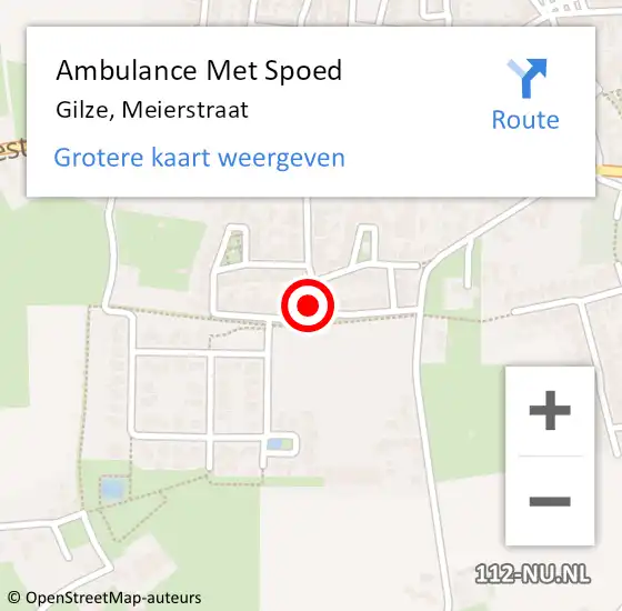 Locatie op kaart van de 112 melding: Ambulance Met Spoed Naar Gilze, Meierstraat op 23 oktober 2014 19:15