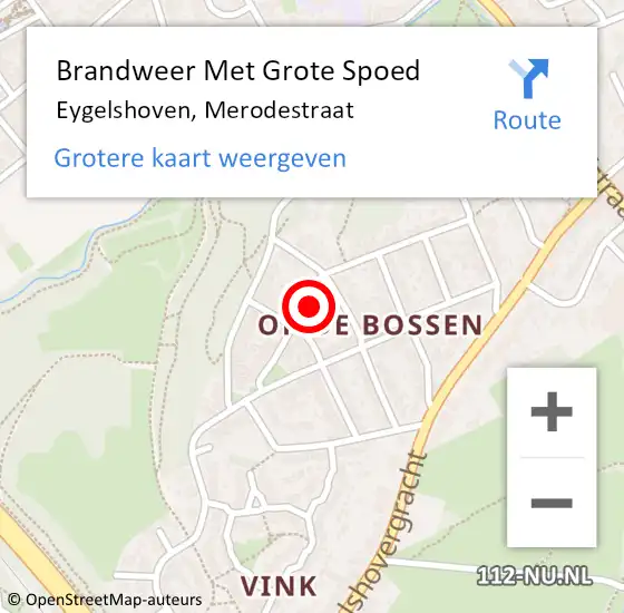 Locatie op kaart van de 112 melding: Brandweer Met Grote Spoed Naar Eygelshoven, Merodestraat op 17 oktober 2024 19:44