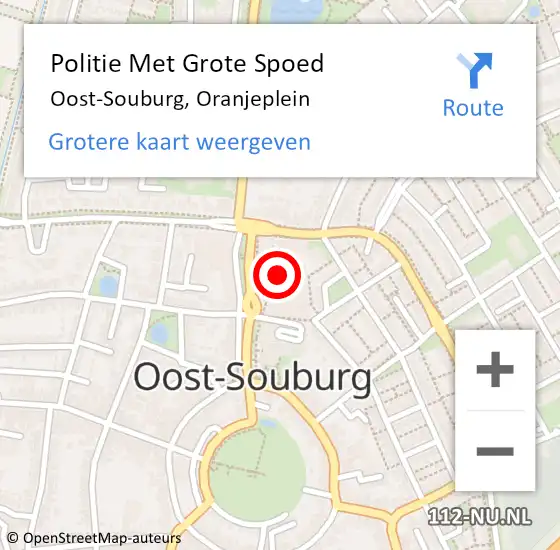 Locatie op kaart van de 112 melding: Politie Met Grote Spoed Naar Oost-Souburg, Oranjeplein op 17 oktober 2024 19:55