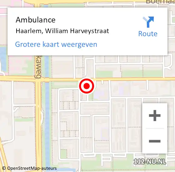 Locatie op kaart van de 112 melding: Ambulance Haarlem, William Harveystraat op 17 oktober 2024 20:09