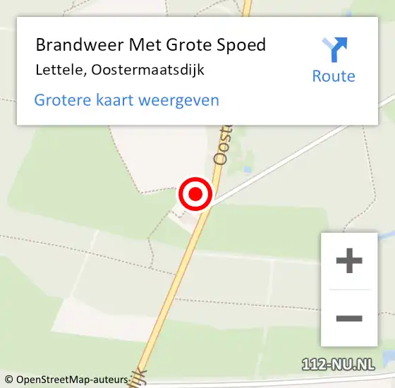 Locatie op kaart van de 112 melding: Brandweer Met Grote Spoed Naar Lettele, Oostermaatsdijk op 17 oktober 2024 20:15