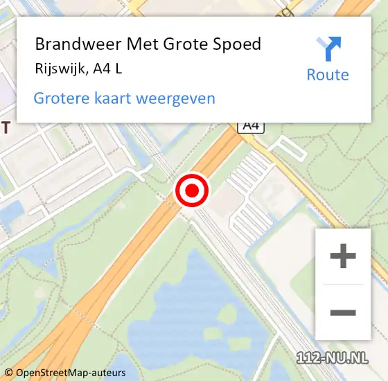 Locatie op kaart van de 112 melding: Brandweer Met Grote Spoed Naar Rijswijk, A4 R op 23 oktober 2014 19:21