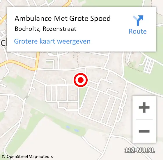 Locatie op kaart van de 112 melding: Ambulance Met Grote Spoed Naar Bocholtz, Rozenstraat op 23 oktober 2014 19:21