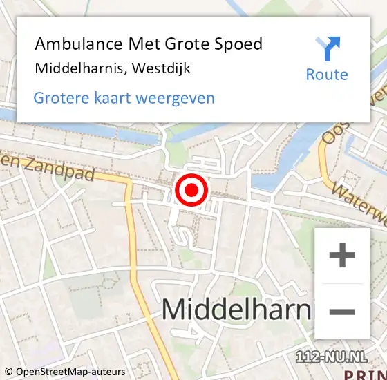 Locatie op kaart van de 112 melding: Ambulance Met Grote Spoed Naar Middelharnis, Westdijk op 17 oktober 2024 20:38