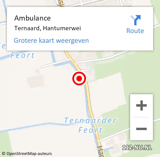 Locatie op kaart van de 112 melding: Ambulance Ternaard, Hantumerwei op 17 oktober 2024 20:42