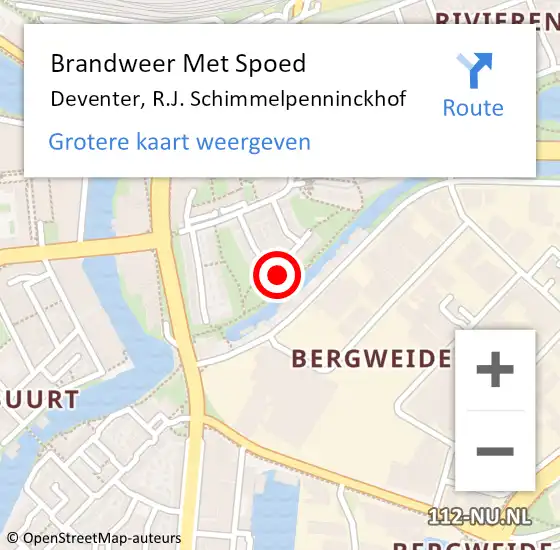 Locatie op kaart van de 112 melding: Brandweer Met Spoed Naar Deventer, R.J. Schimmelpenninckhof op 17 oktober 2024 20:54