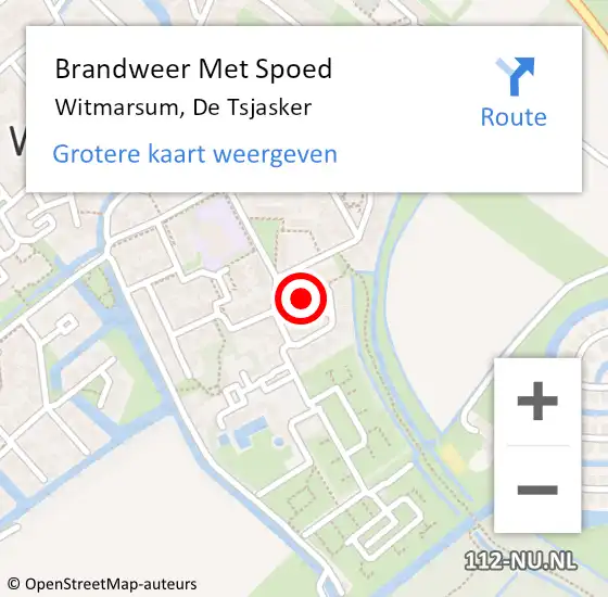 Locatie op kaart van de 112 melding: Brandweer Met Spoed Naar Witmarsum, De Tsjasker op 17 oktober 2024 20:58