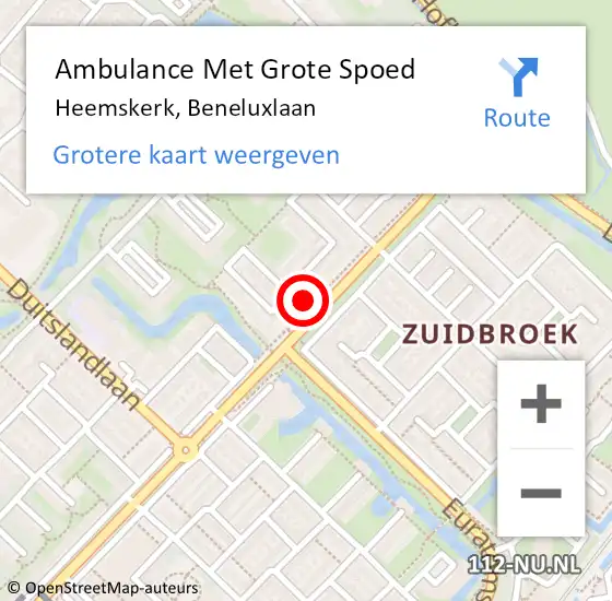 Locatie op kaart van de 112 melding: Ambulance Met Grote Spoed Naar Heemskerk, Beneluxlaan op 17 oktober 2024 21:08