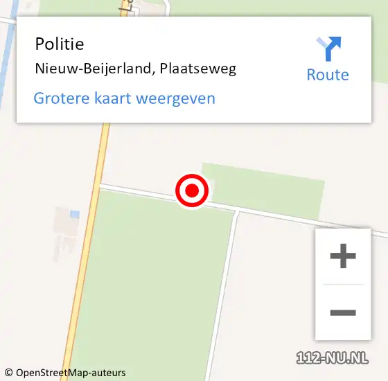 Locatie op kaart van de 112 melding: Politie Nieuw-Beijerland, Plaatseweg op 17 oktober 2024 21:12