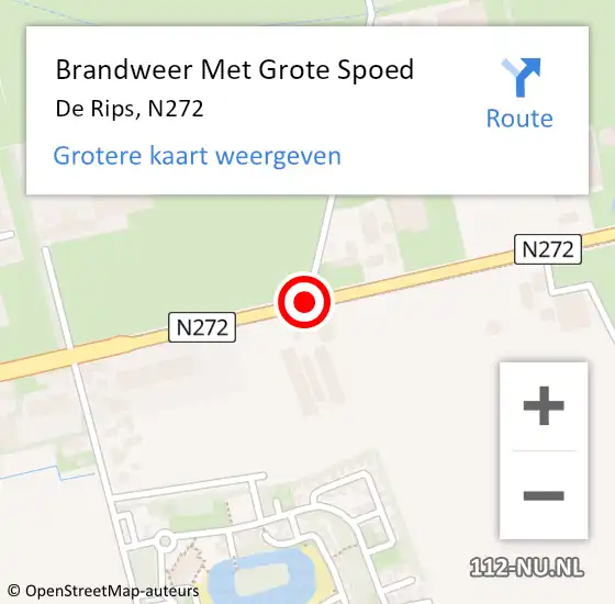 Locatie op kaart van de 112 melding: Brandweer Met Grote Spoed Naar De Rips, N272 op 18 oktober 2013 14:38