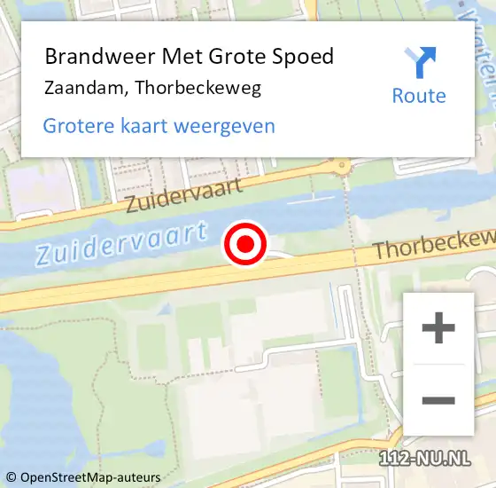 Locatie op kaart van de 112 melding: Brandweer Met Grote Spoed Naar Zaandam, Thorbeckeweg op 17 oktober 2024 21:25