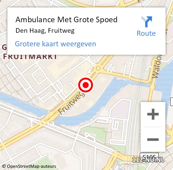 Locatie op kaart van de 112 melding: Ambulance Met Grote Spoed Naar Den Haag, Fruitweg op 23 oktober 2014 19:26