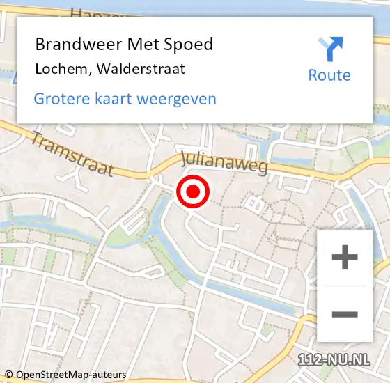 Locatie op kaart van de 112 melding: Brandweer Met Spoed Naar Lochem, Walderstraat op 17 oktober 2024 21:34