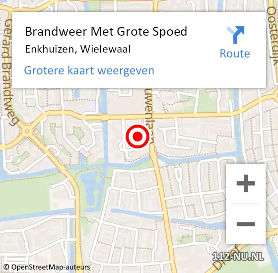 Locatie op kaart van de 112 melding: Brandweer Met Grote Spoed Naar Enkhuizen, Wielewaal op 17 oktober 2024 21:50