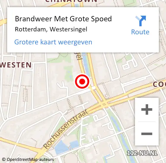 Locatie op kaart van de 112 melding: Brandweer Met Grote Spoed Naar Rotterdam, Westersingel op 17 oktober 2024 21:51