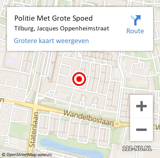 Locatie op kaart van de 112 melding: Politie Met Grote Spoed Naar Tilburg, Jacques Oppenheimstraat op 17 oktober 2024 22:00