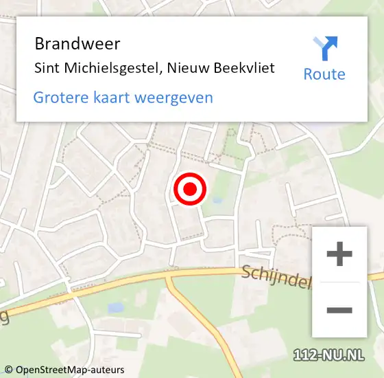 Locatie op kaart van de 112 melding: Brandweer Sint Michielsgestel, Nieuw Beekvliet op 23 oktober 2014 19:29