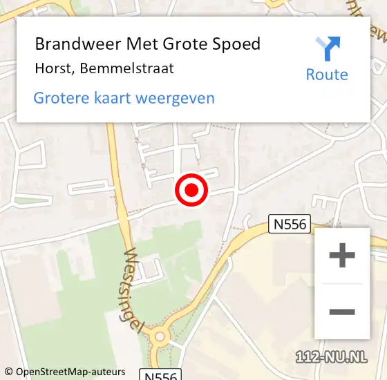 Locatie op kaart van de 112 melding: Brandweer Met Grote Spoed Naar Horst, Bemmelstraat op 17 oktober 2024 22:22