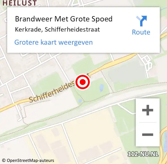 Locatie op kaart van de 112 melding: Brandweer Met Grote Spoed Naar Kerkrade, Schifferheidestraat op 17 oktober 2024 22:29