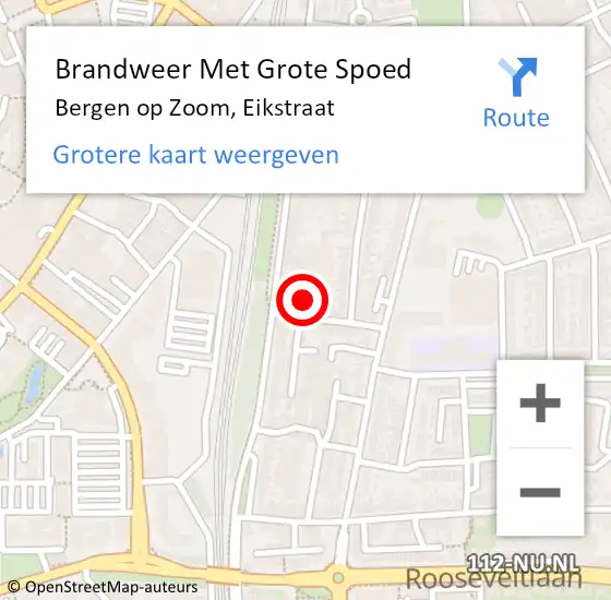 Locatie op kaart van de 112 melding: Brandweer Met Grote Spoed Naar Bergen op Zoom, Eikstraat op 17 oktober 2024 22:41